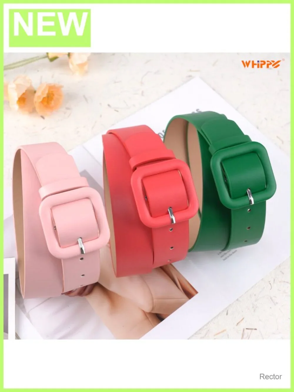 Women Faux Leather Belt Square Buckle Adjustable Waist Belt for Jeans Dresses